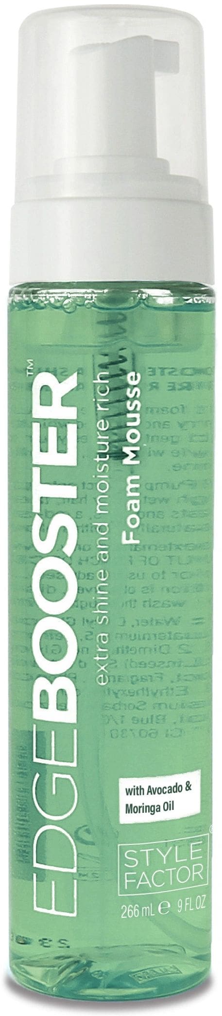 A bottle of foam mouse is shown with the words " booster " written on it.