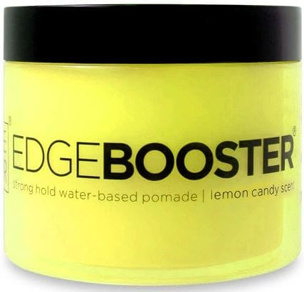 A jar of edge booster is shown.