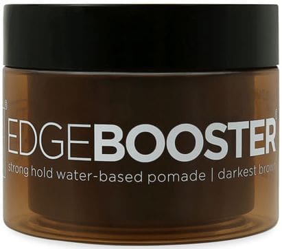 A brown container of edge booster hair pomade.