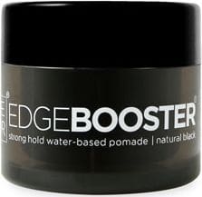 A black container of edge booster hair pomade.