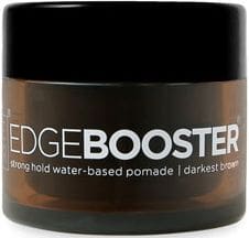 A brown container of edge booster is shown.