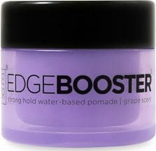 A purple container of edge booster is shown.