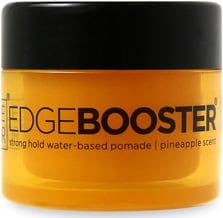 A jar of edge booster is shown.