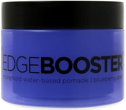 A blue container of hair styling product.