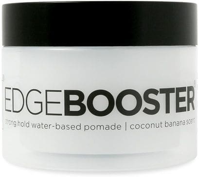 A jar of edge booster is shown.