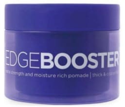 A blue container of edge booster is shown.