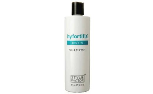 A bottle of hyfortific biotin shampoo