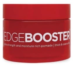 A red container of edge booster is shown.