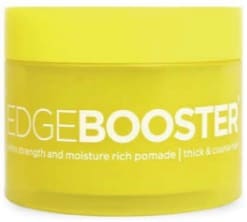 A yellow container of edge booster is shown.