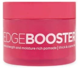 A pink container of edge booster hair pomade.