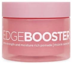 A pink container of edge booster is shown.